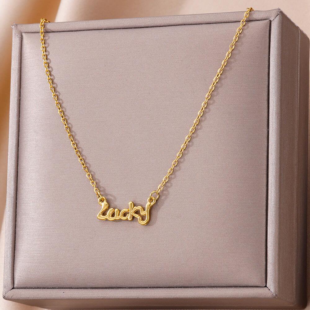 Stainless Steel Bowknot Lucky Necklace for Women Gold Color Korean Necklaces Female Aesthetic Zircon Accessories Free Gift