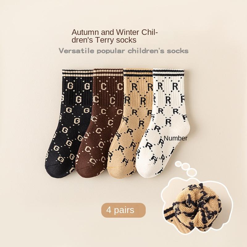 

Детские носки, модные осенне-зимние носки, осенне-зимние махровые утолщенные хлопковые носки со средней трубкой M3-5 Years Old