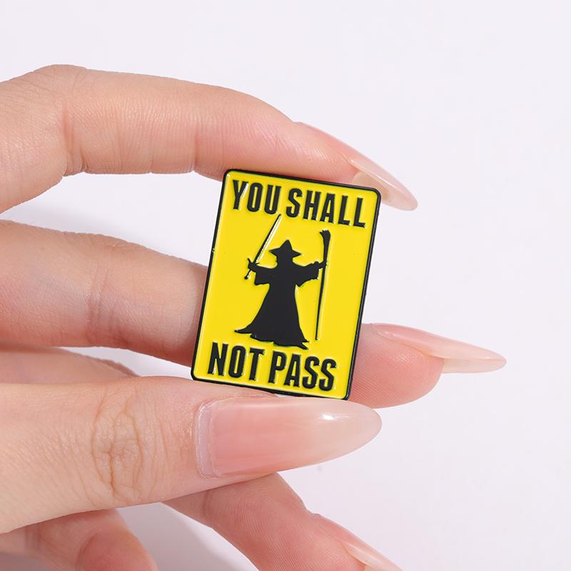 Warning Signs Enamel Pins Witch Dragon Piranha Punk You Shall Not Pass Brooches Backpack Lapel Badges Jewelry Gift