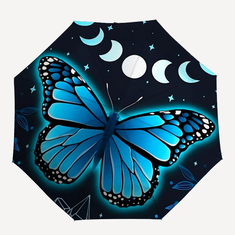 

1pc Butterfly Moon Automatic Open/close Umbrella, 8-Rib sturdy structure, Portable Travel Umbrella, Parties, Everyday Use, Outdoor Accessory
