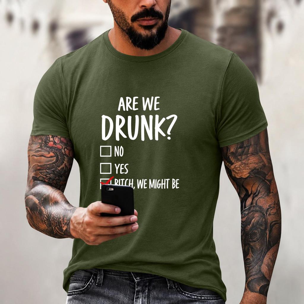 Men's Funny Letter Print Casual Loose Fit Top for Everyday Wear