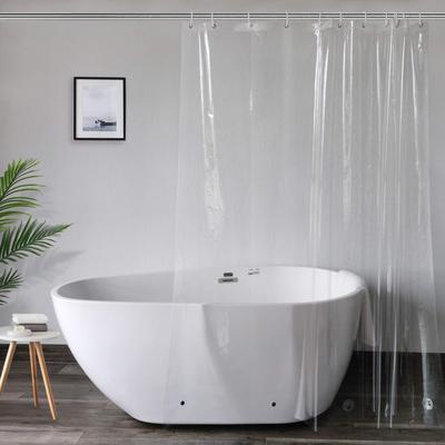 AooHome Duschvorhang für Einheit mit Länge 200cm, Transparent, Vinyl, 180x200cm, Bad, Bad, Badezimmer, Trennwand, Klar, Leicht, Haken,