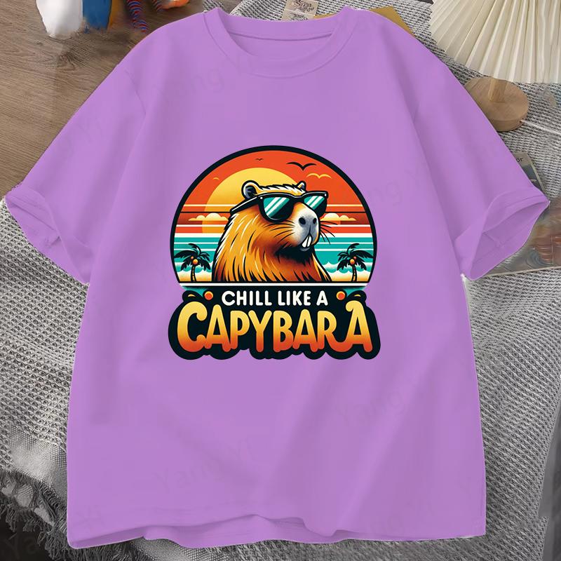 

Chill Like a Capybra T-Shirt Men Women Fashion Harajuku Casual Breathable Unisex T Shirt Summer Cool Short Sleeve Hip Hop Top 5XL різнокольоровий