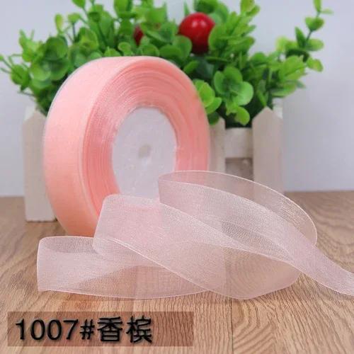 50yards 25mm Organza Chiffon Ribbons Wedding Party Decoration Handmade Ribbon Gift Wrapping Hair Hat Bows DIY Cloth Accessory