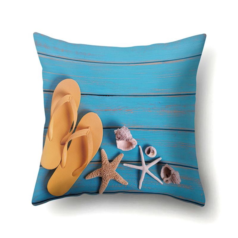 45*45cm Beach Vacation Style Sea Shell Deck Pillowcase Sofa Office Home Decor