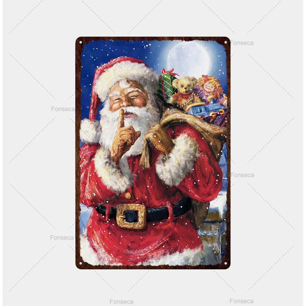 Santa Claus Snow View Metal Sign Vintage Tin Sign Metal Vintage Bar Vintage Wall Decoration Bar Club Metal Poster