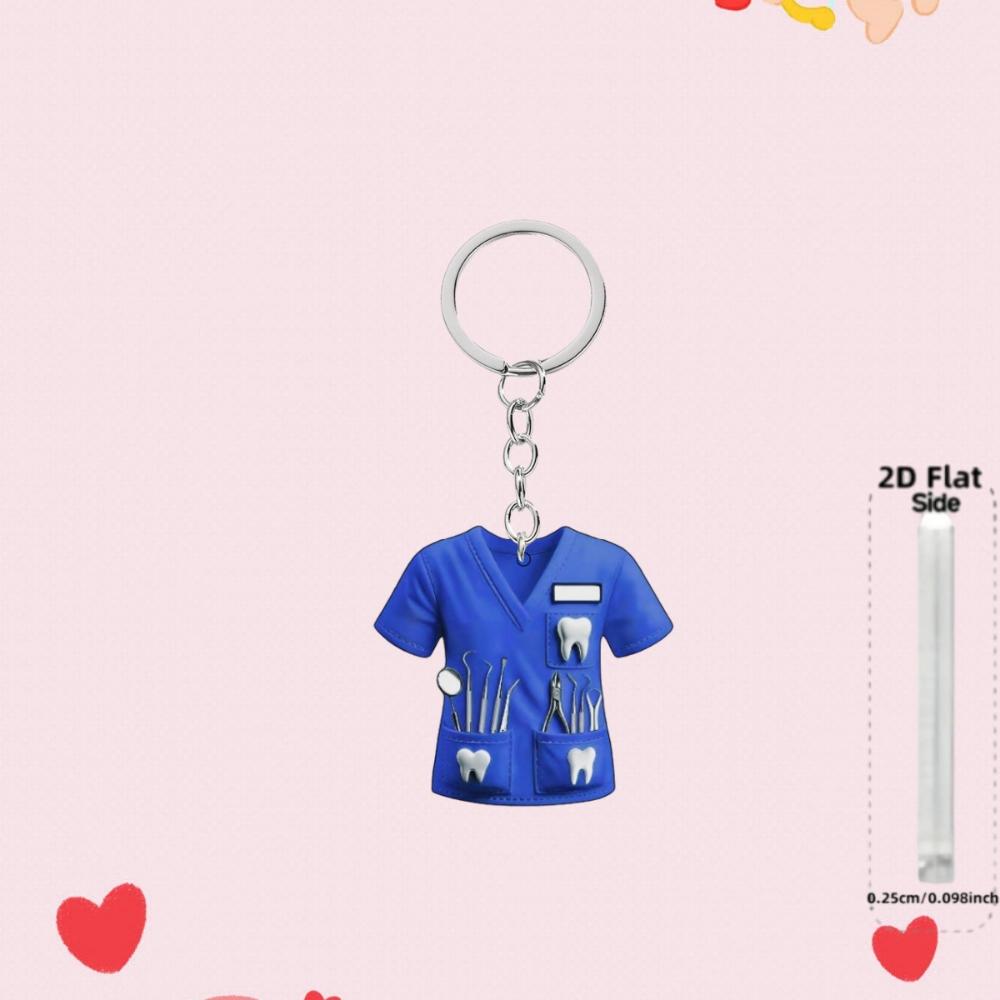 2D Flat Nurse Uniform Shape Car Pendant Christmas Tree Decoration Acrylic Flat Keychain Jewelry Pendant