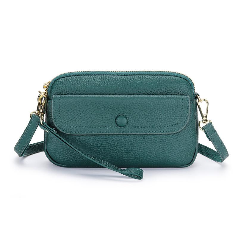 Leather bag women's oblique span summer fashion casual shoulder bag 2025 new model put mobile phone clutch women's bag