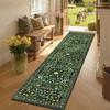 Vintage Green Floral Graphic Runner Rug Wildflower Print Hallway Mat Non-Slip Welcome Rug for Corridor Kitchen Bedroom