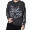 Dark Street Style Printed Distressed Knit Sweater Unisex Loose Fit Round Neck Long Sleeve Fall Winter