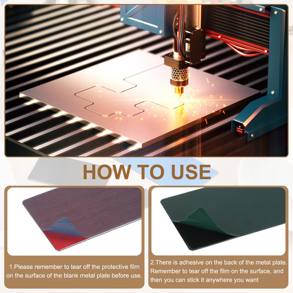 6/12Pcs Blank Engraved Metal Name Plates Laser Strong Adhesive Nameplate Anodized Aluminium Custom Blank Plates Bussness Cards