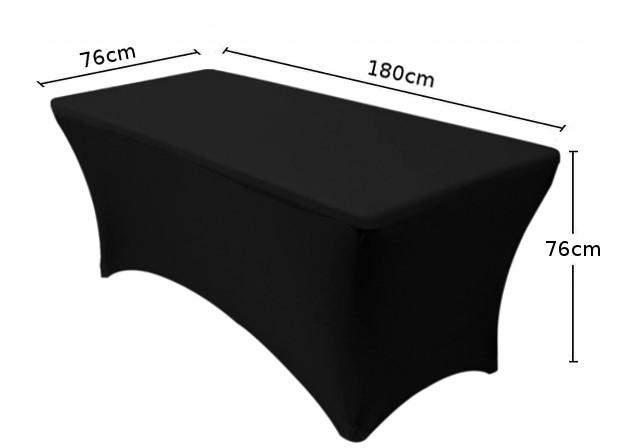 POKROWIEC OBRUS NA STÓŁ CATERINGOWY BANKIETOWY CZARNY 180x76cm ELASTYCZNY [25B]