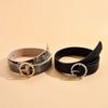 New Women's Round Buckle Snake Pattern Versatile Basic Belt PU Imitation Leather Women's Belt