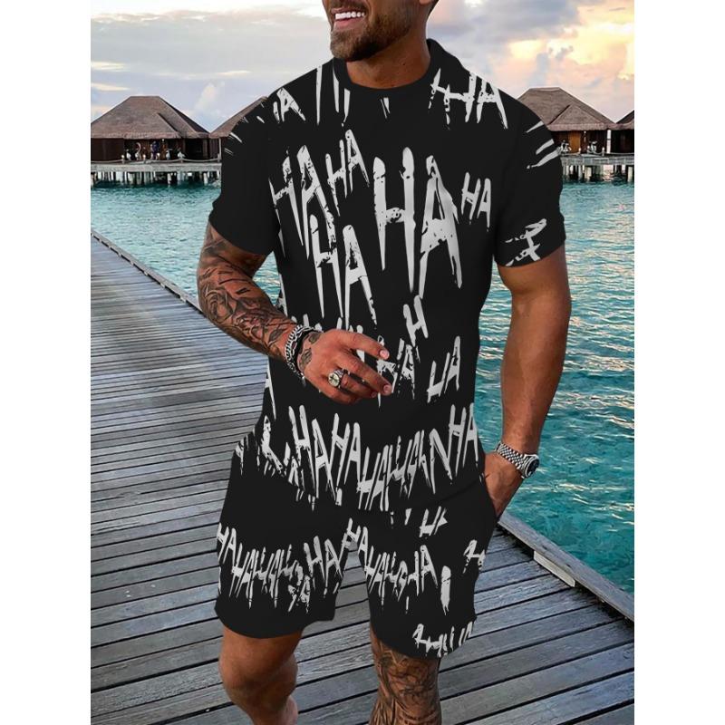Casual Sports Suit Breathable Outdoor Men's T-shirt Shorts Summer 3D Printed Adult Suit