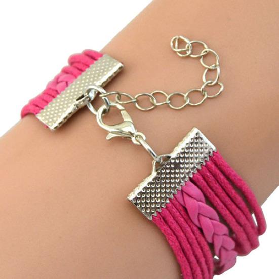 Women Retro  Skull Music Pigeon Faux Leather Charm Bracelet Bangle Cuff