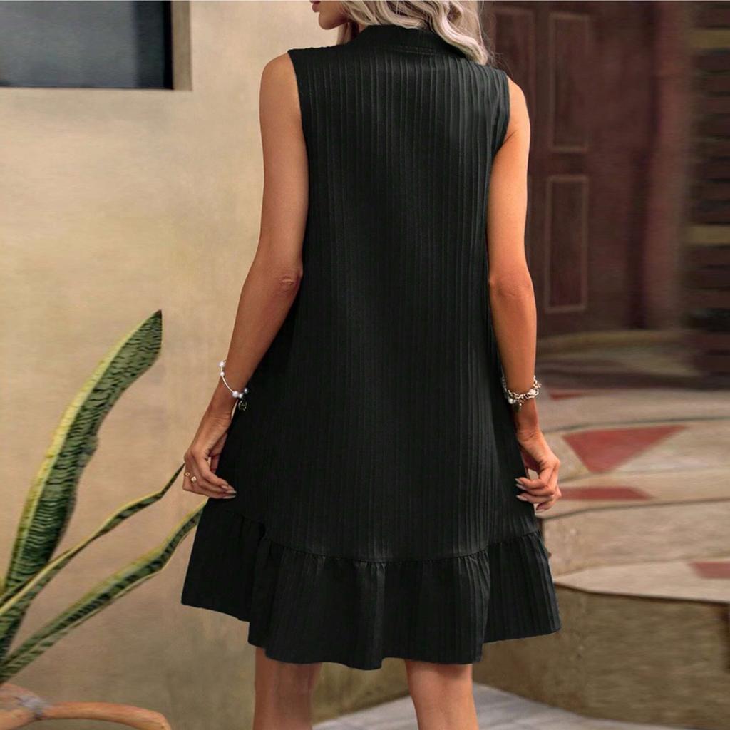 Letní jednobarevné volánkové šaty