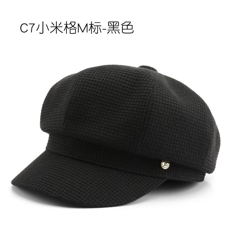 

Персонализированная осенне-зимняя однотонная легкая кепка художника, восьмиугольная шляпа для путешествий на открытом воздухе, теплая и солнцезащитная чёрный