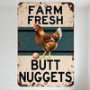 Vintage Farm Fresh Chicken Egg Butt Nuggets Metal Tin Sign Rustic Retro Wall Plaque for Home Bar Cafe Man Cave Decor