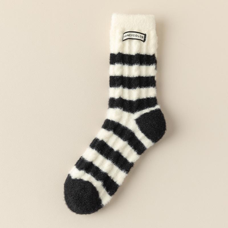 Female Winter New Warm Stripe Heel Cloth Standard Floor Tube Socks