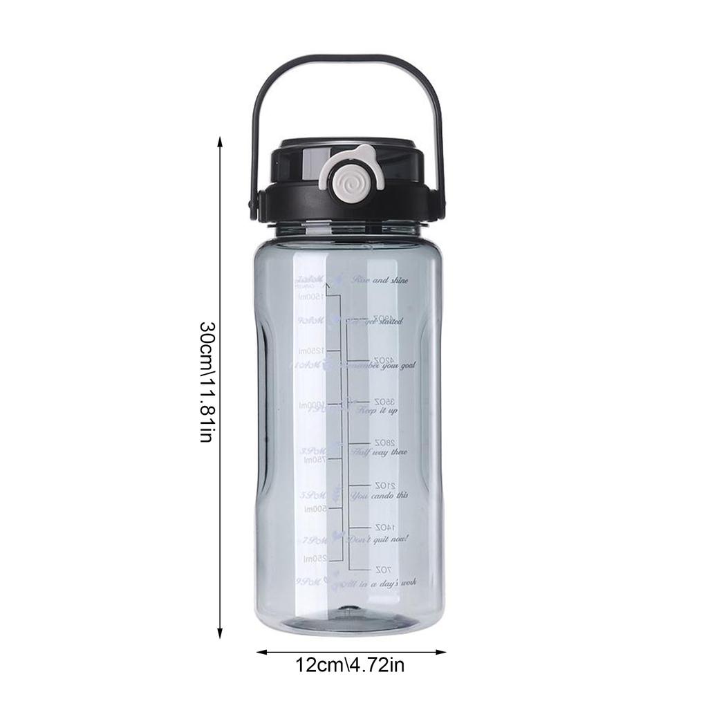 2000ML Large Capacity Plastic Water Bottle With Straw Scale Student Heat Resistant Summer Sports Cup