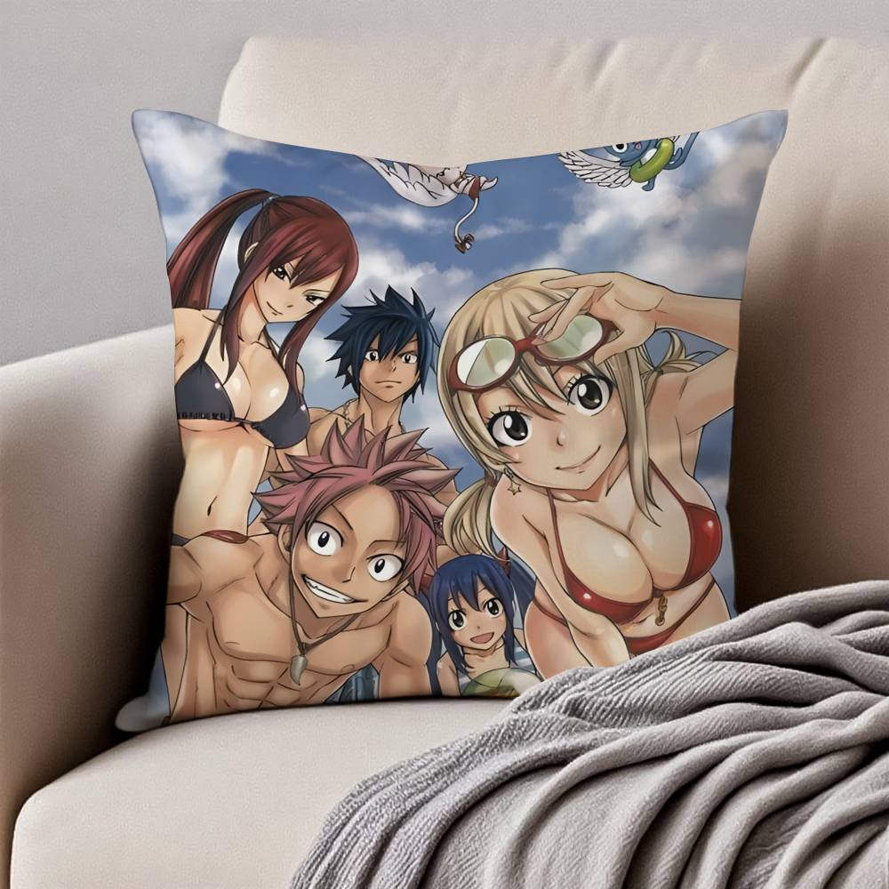 F-Fairy T-Tail Pillow Case Anti-dustmite Pillowcase Invisible Zipper Silky Short Plush Sofa Cushion Cover