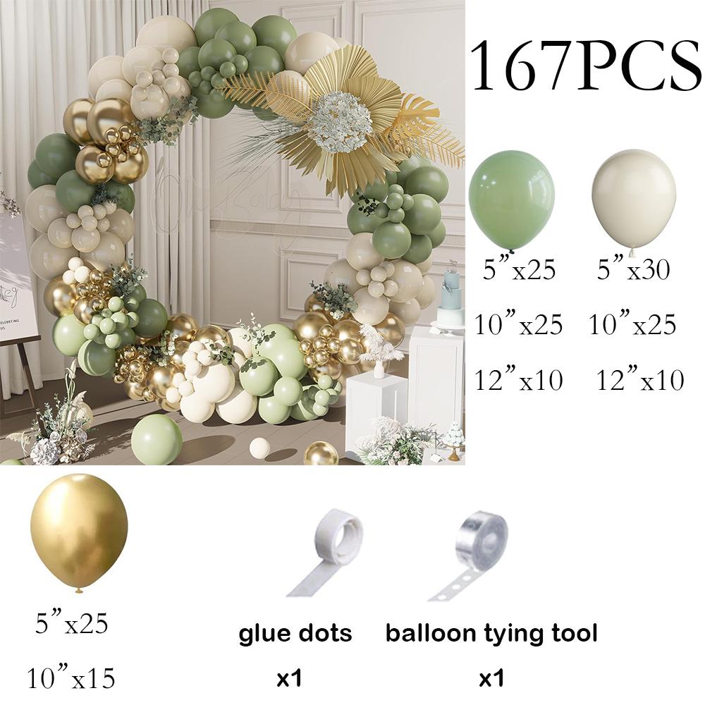 

White Sand Sage Green Balloons Garland Metallic Gold Latex Balloon Arch Kit Jungle Birthday Party Baby Shower Wedding Decoration AS Picture