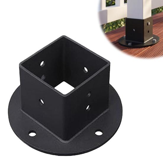 Square Column Bracket 2" x Post Base, Heavy Duty Floor Flange Deck Fence Pergola for 2 Inch Post, Railing, Porch Handrails, Mailbox