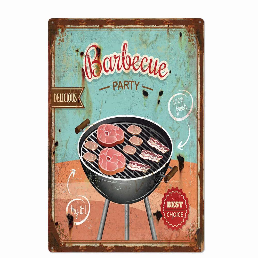 Hamburgers Metal Tin Signs Hot Dogs Printed Vintage Poster Kitchen Wall Decor Fast Food Shop Plaque Wall Art Iron Plate Painting