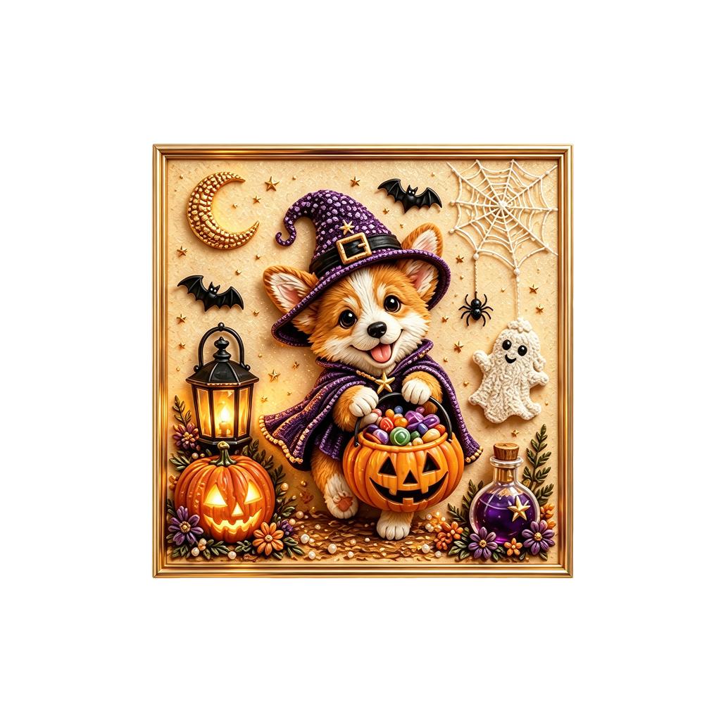 Pumpkin Dog Diamond Painting Kit Corgi Pearl Art Craft