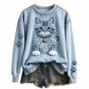 Felpa girocollo da donna con stampa animalier, vestibilità larga, pullover casual