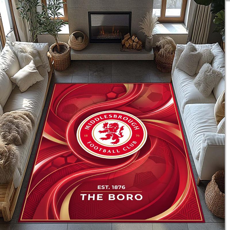 Tappeto Morbido per Pavimento Antiscivolo Decorazione Sportiva Middlesbrough FC Calcio Calcio Pattern per Camera da Letto