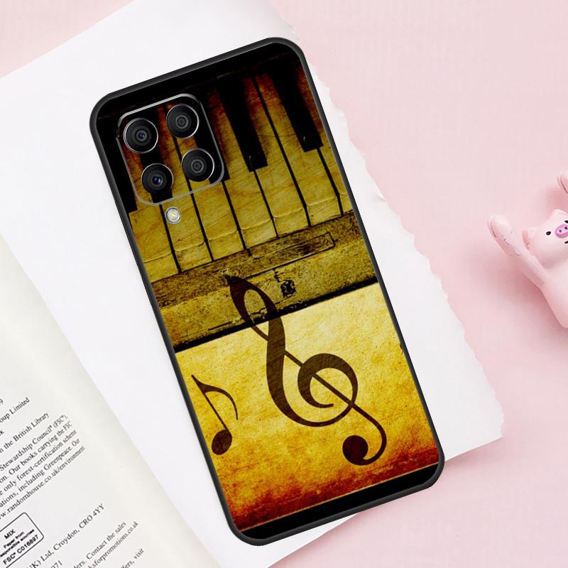 Piano keys Vintage Music Notes For Samsung Galaxy M13 M23 M33 M53 M30s M31s M32 M52 M12 M55 M15 M20 M21 M51 M34 M54 Case