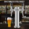 Draft Beer Tower,Dual Faucet Tap Kegerator Tower,3'' Dia. Stainless Steel Column Beer Dispenser with Hose,Wrench,Brewing Bar Kit