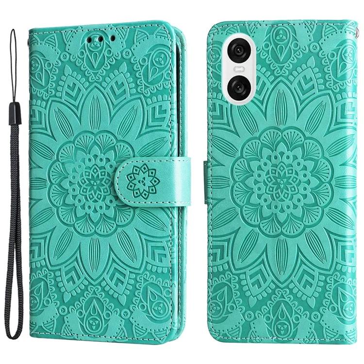 

For Sony Xperia 10 VI Case Sunflower Imprint Magnetic Clasp Leather Phone Stand Cover
