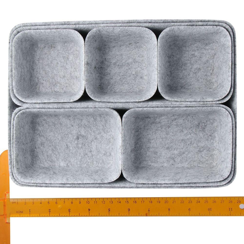 8Pcs Felt Sundries Sorting Box Portable Grey Storage Box Pen Holder Office