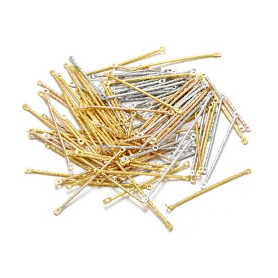 100Pcs/lot 15-40mm Gold Stripe Double Cylinder Bar Earrings Connecting For Jewelry Making Earring Pins DIY Supplies Accessories