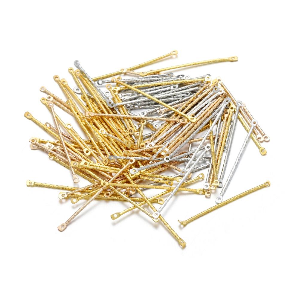 100Pcs/lot 15-40mm Gold Stripe Double Cylinder Bar Earrings Connecting For Jewelry Making Earring Pins DIY Supplies Accessories