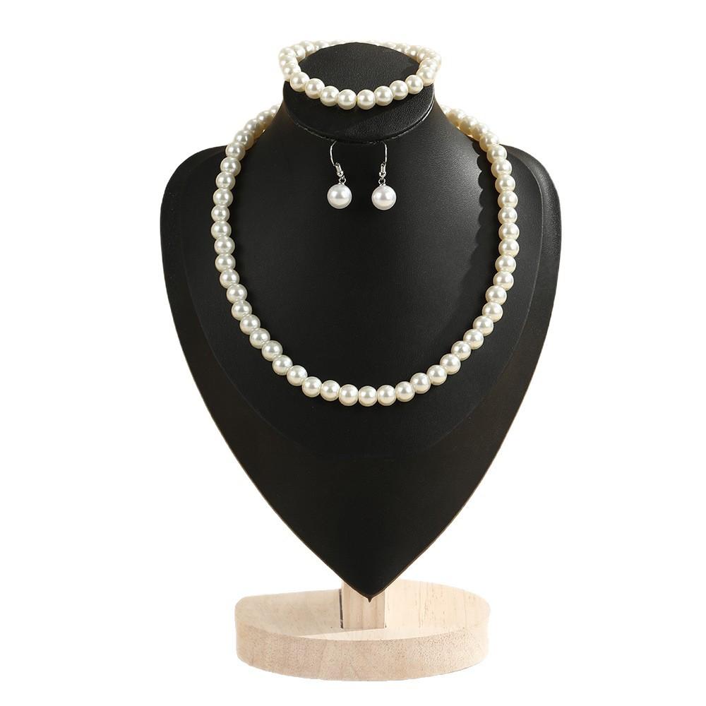 Fashion Pearl Necklace Bracelet Earrings Set , 3 - Piece Jewelry Set for Daily Office Party Wear