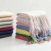 Men's and Women's Thick Woolen Scarf: Solid Color Knitted, Warm, Tassel-Edged, Imitation Cashmere for Winter