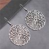 Bohemia Vintage Carve Mandala Flower Antique Silver Color Drop Dangle Earring For Women Girl Antique Hollow Jewelry