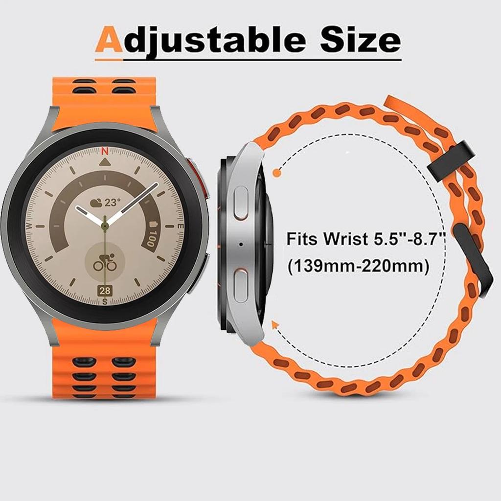 Marin Sport Tvåfärgat Band För Samsung Galaxy Watch 7 6 5 Pro 4 FE 40mm 44mm Silikonrem Utan Mellanrum Galaxy 4 6 Classic 5Pro Band