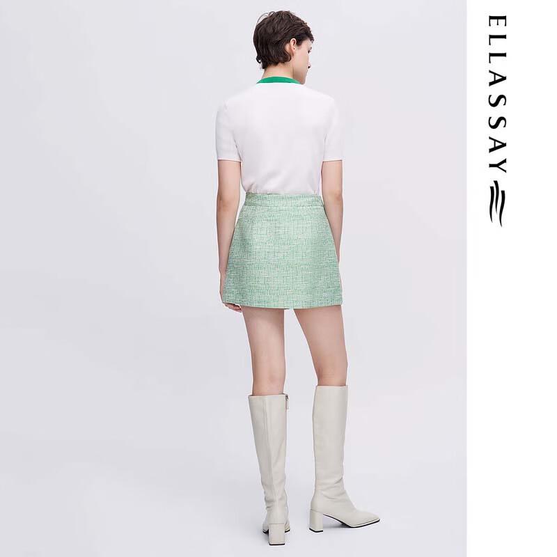 ELLASSAY Flowline Tweed High-Waist Skirt