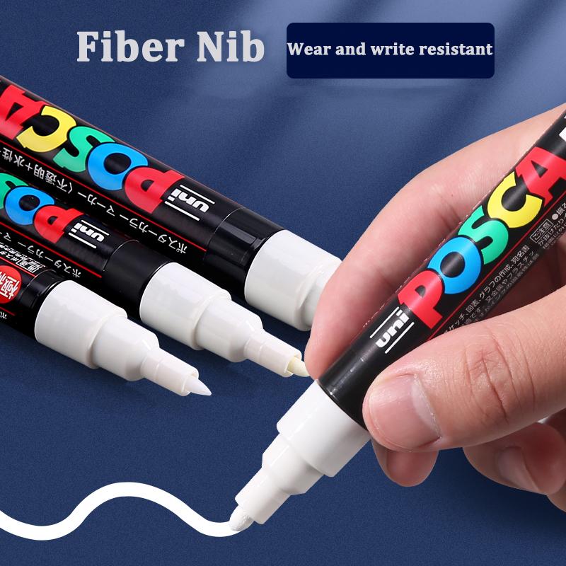 Posca Weißer Marker Pinsel, Permanent Wasserfest Ausbleichsicher Hochglänzend Markierstifte - Felsmalerei/Stofffarbe/Schuh Graffiti/Postergestaltung