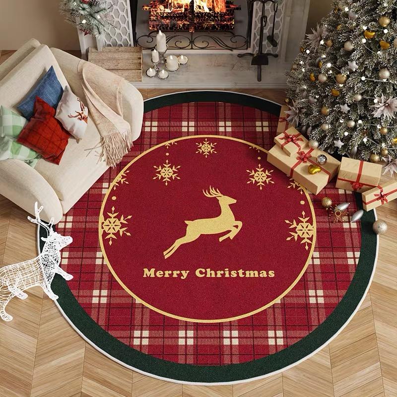 Christmas Tree Carpet Holiday Decoration Decoration Home Circular Floor Mat Autumn and Winter Deluxe Living Room Carpet