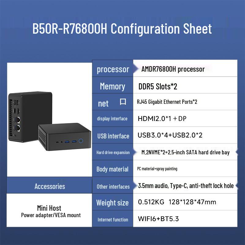

Мини-игровой ПК AMD Ryzen R7/R9 с восьмиядерным процессором и двумя сетевыми портами