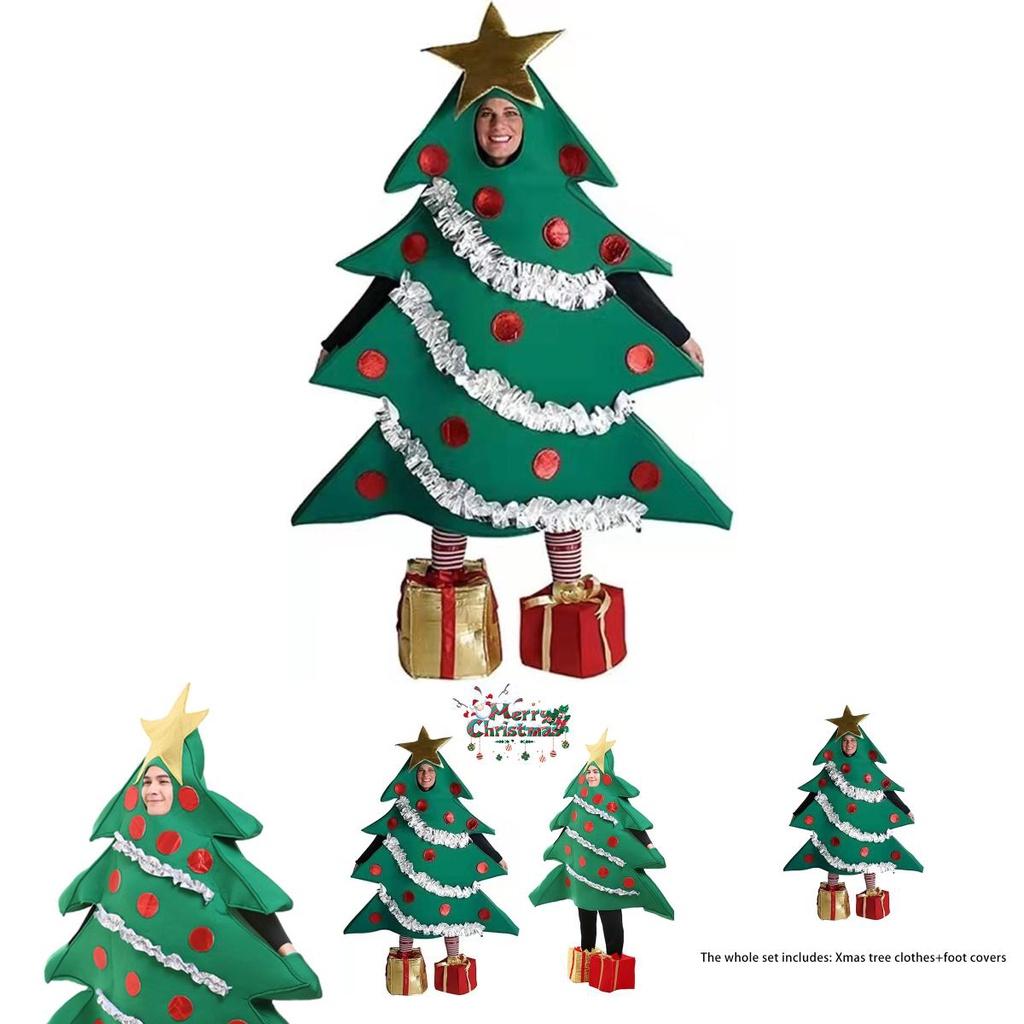 Christmas Xmas Tree Corduroy Outfit Cosplay Costume Funny Clothes Unisex Adults