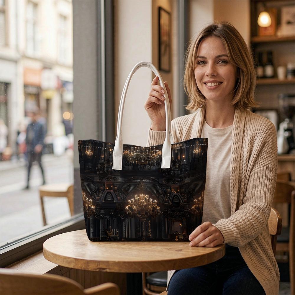 Elegant Retro Dark Palace Style Printed Tote Bag