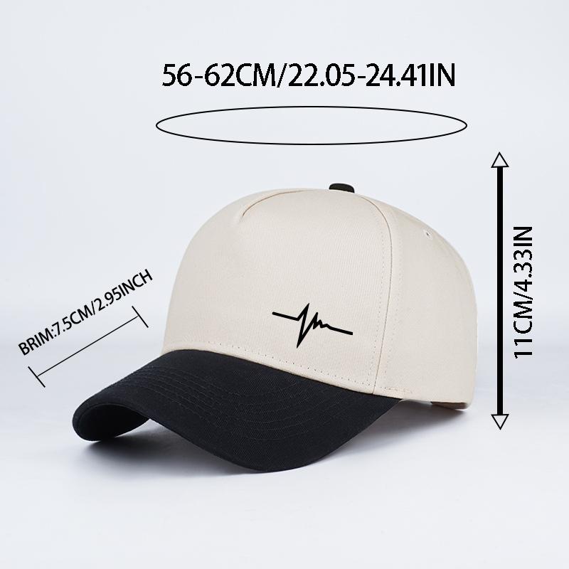 Heartbeat ECG Print Two Tone Baseball Cap Adjustable Unisex Cotton Casual Sun Hat