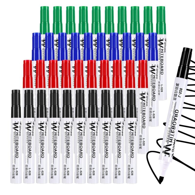 Dry Erase Whiteboard Markers 2.0mm Fine Tip, Low Odor Non-Toxic Washable Pens for Kids Classroom Office, Bulk Erasable Markers Set