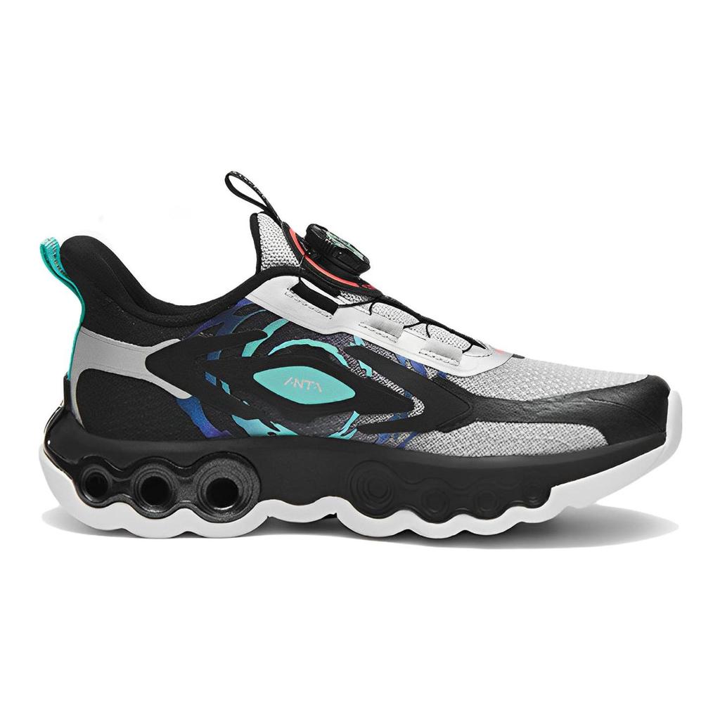 Anta Youth  Energy Ring 8.0 Cushioning Non-Slip Wear-Resistant Rebound Low-Top Running Shoes Kids Running Shoes Black Green 312245581-8
